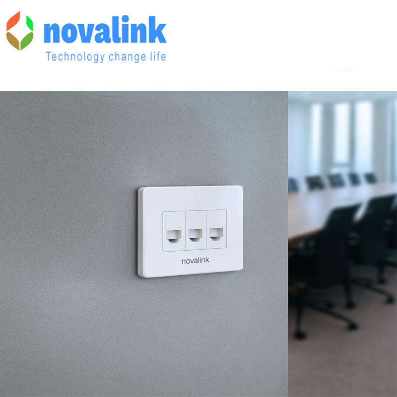 Mặt nạ âm tường Novalink  hình chữ nhật 3 cổng tích hợp nhiều model khác nhau NV-21003W